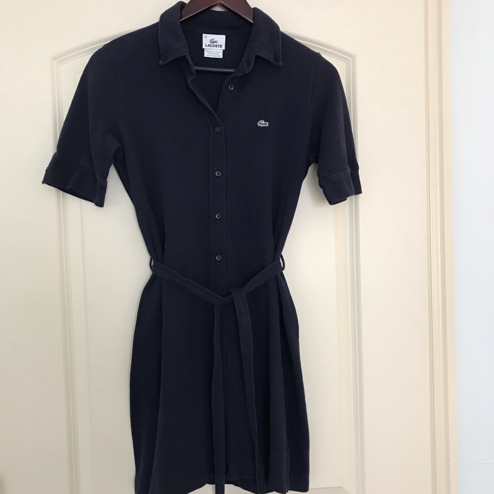 Lacoste blue polo dress tie front
